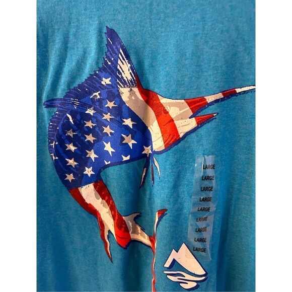 Ocean & Coast t-shirt large New Swordfish Stars Stripes turquoise heather - Picture 4 of 9